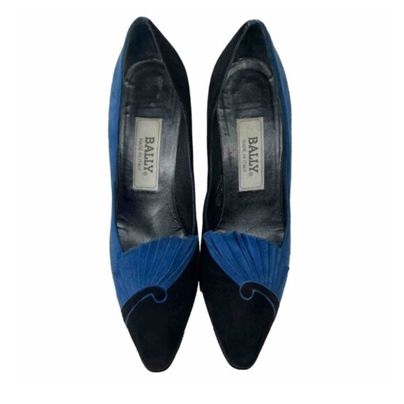 BALLY ITALY🇮🇹MADE‎ Genuine LEATHER Suede Fan Detail Pumps 885 877 01 Size 8S - Picture 2 of 16